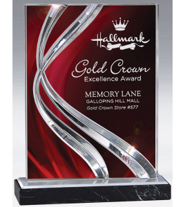 Swirl Acrylic Plaque on Black Marble Base, Red