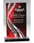 Swirl Acrylic Plaque on Black Marble Base, Red