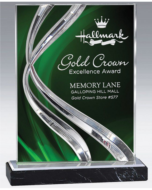 Swirl Acrylic Plaque on Black Marble Base, Green