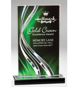 Swirl Acrylic Plaque on Black Marble Base, Green