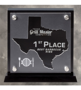 Black Acrylic with Floating Frosted Texas