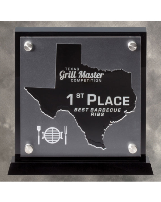 Black Acrylic with Floating Frosted Texas