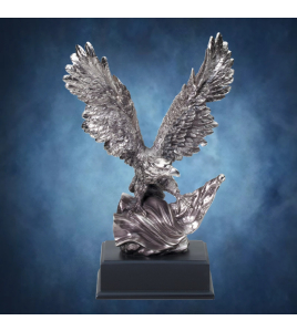 Silver Eagle on Flag, Black Base