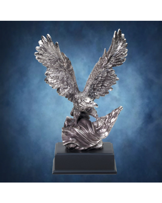 Silver Eagle on Flag, Black Base