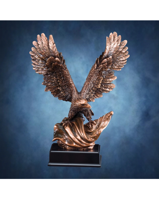 Bronze Eagle on Flag, Black Base