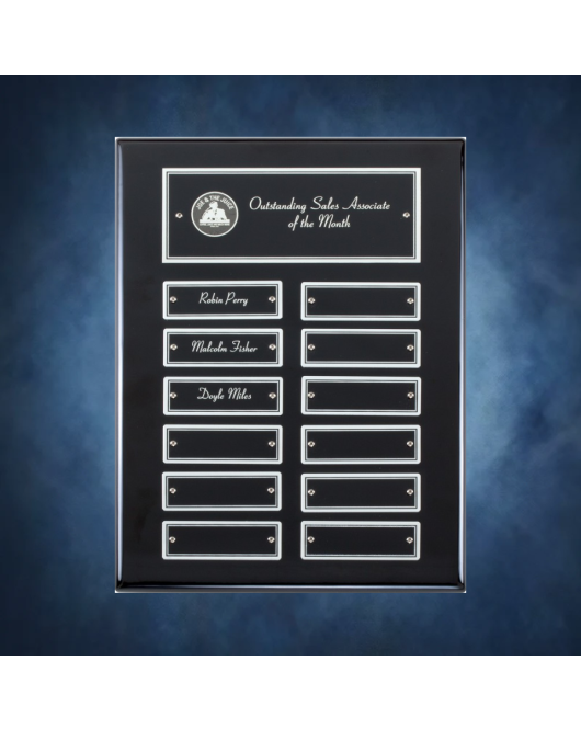 Piano Finish Ebony Perpetual Plaque with Florentine Border