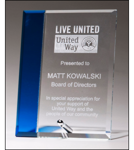 Blue Edge Glass Plaque