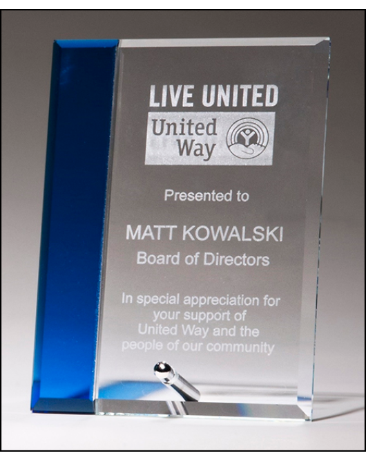Blue Edge Glass Plaque