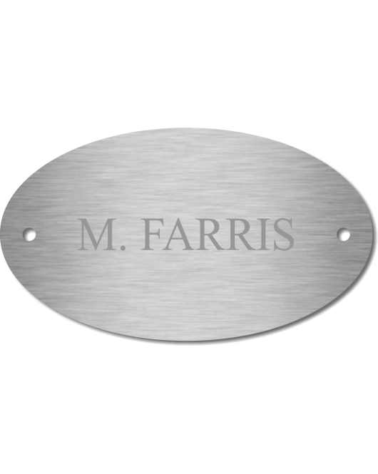 Nickel Oval Locker Plate, 2 x 3.5
