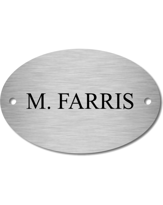 Nickel Oval Locker Plate, 1.875 x 2.875