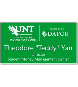 UNT DATCU Green Name Tag, 3 Line
