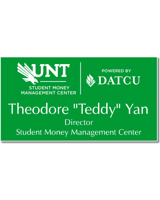 UNT DATCU Green Name Tag, 3 Line