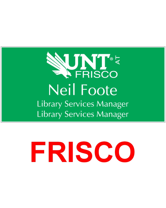 UNT Green Name Tag, 3 Line FRISCO