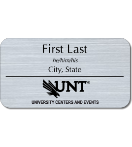 UNT UCE Silver Name Tag, 3 Line