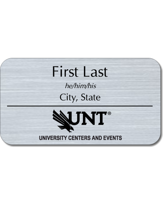 UNT UCE Silver Name Tag, 3 Line