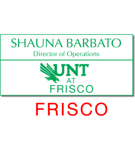 UNT White Name Tag, 2 Line FRISCO