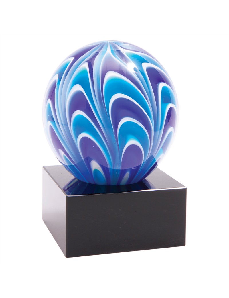 Glass Art Blue & White Sphere