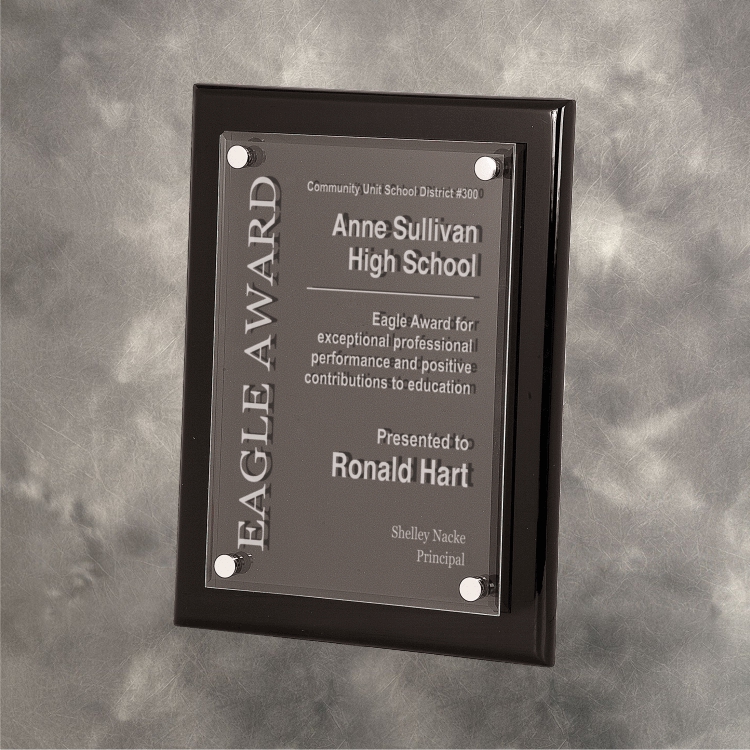 Piano Finish Plaque with Floating Acrylic Plate
